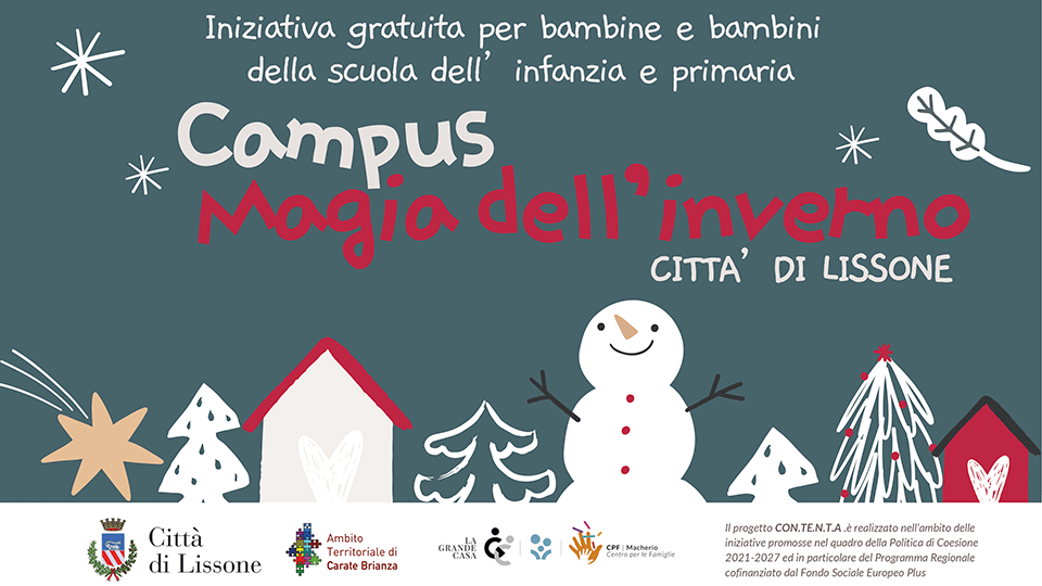 sfondo verde con immagini di alberi di natale, pupazzo di neve, casette natalizie